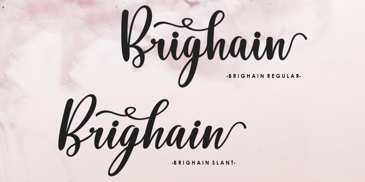 Beispiel einer Brighain Script Script Slant-Schriftart